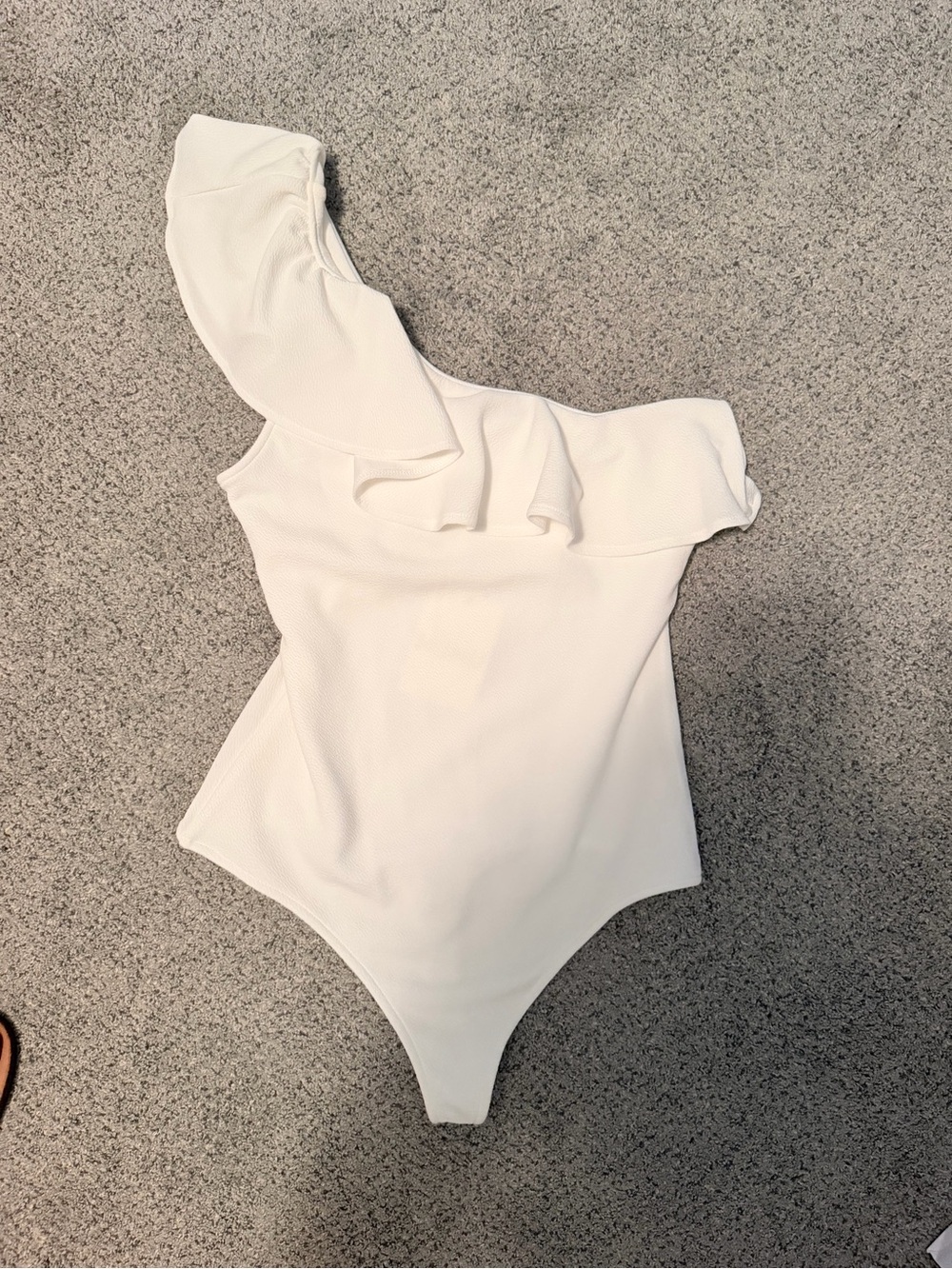 Show Me Your MuMu White One-Shoulder Ruffle Bodysuit